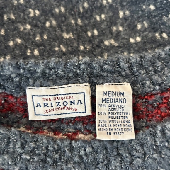 Vintage 90s Arizona Jean Co. Cropped Wool Blend Crew Neck Fair Isle Sweater - Picture 3 of 3